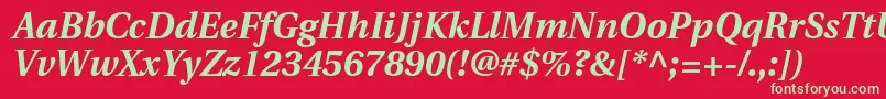 UtopiaBoldItalic Font – Green Fonts on Red Background