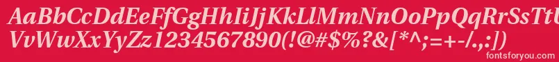 フォントUtopiaBoldItalic – 赤い背景にピンクのフォント