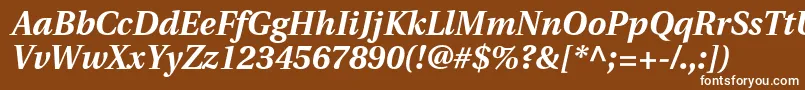 Fonte UtopiaBoldItalic – fontes brancas em um fundo marrom