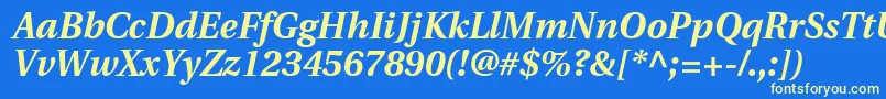 UtopiaBoldItalic Font – Yellow Fonts on Blue Background
