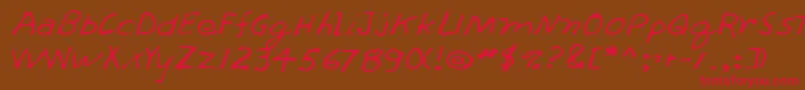 フォントLehn262 – 赤い文字が茶色の背景にあります。