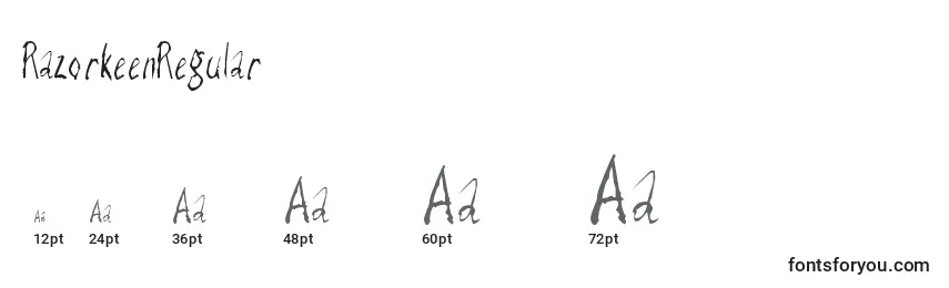 RazorkeenRegular Font Sizes