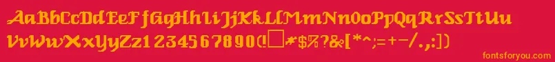 フォントRelbeRegular – 赤い背景にオレンジの文字