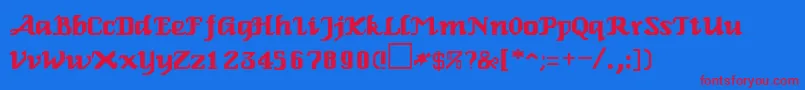 RelbeRegular-fontti – punaiset fontit sinisellä taustalla