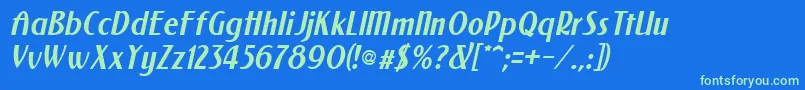 Fonte NewforumItalic – fontes verdes em um fundo azul