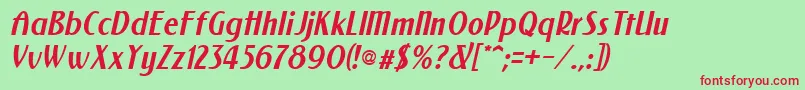 フォントNewforumItalic – 赤い文字の緑の背景
