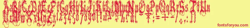 Шрифт Vladtepesiivlads – красные шрифты на жёлтом фоне