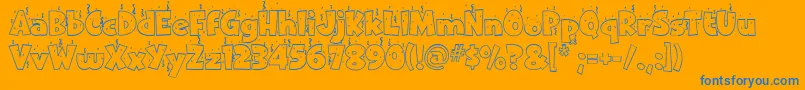 Ipcnewyear-Schriftart – Blaue Schriften auf orangefarbenem Hintergrund