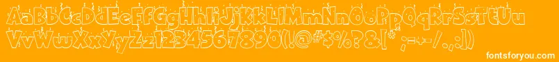 Ipcnewyear-Schriftart – Weiße Schriften auf orangefarbenem Hintergrund