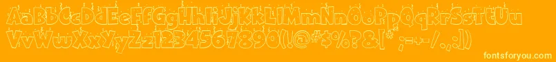 Ipcnewyear-Schriftart – Gelbe Schriften auf orangefarbenem Hintergrund