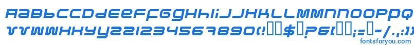 フォントPfukItalic – 白い背景に青い文字