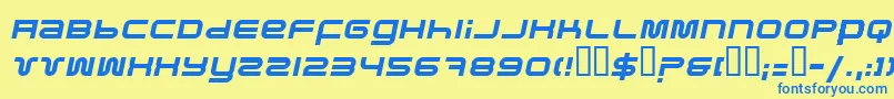 PfukItalic Font – Blue Fonts on Yellow Background