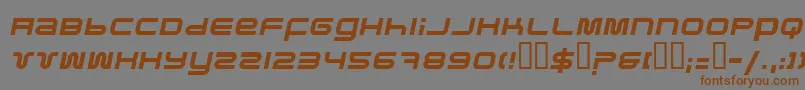 フォントPfukItalic – 茶色の文字が灰色の背景にあります。