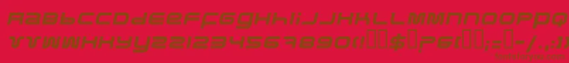 フォントPfukItalic – 赤い背景に茶色の文字