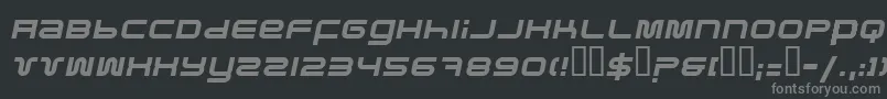 フォントPfukItalic – 黒い背景に灰色の文字