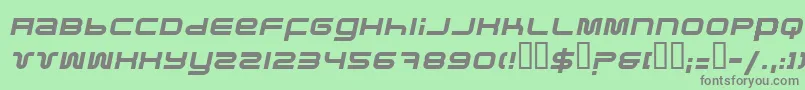 フォントPfukItalic – 緑の背景に灰色の文字