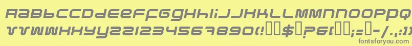 フォントPfukItalic – 黄色の背景に灰色の文字