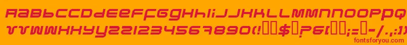 フォントPfukItalic – オレンジの背景に赤い文字