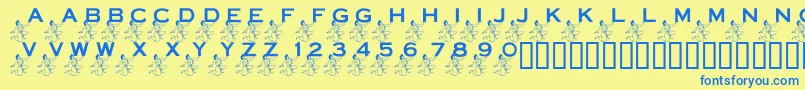 フォントLmsPowerInYourCornerNow – 青い文字が黄色の背景にあります。