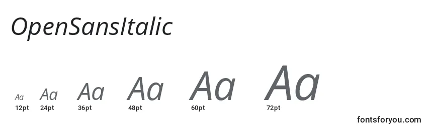 Größen der Schriftart OpenSansItalic