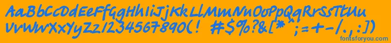 Tatianac-Schriftart – Blaue Schriften auf orangefarbenem Hintergrund