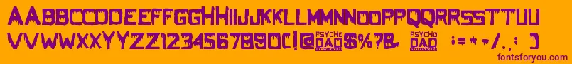 Fonte PsychoDad – fontes roxas em um fundo laranja