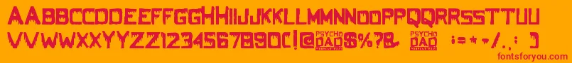 PsychoDad Font – Red Fonts on Orange Background