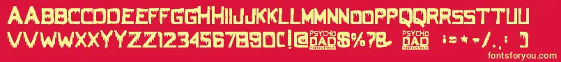 PsychoDad Font – Yellow Fonts on Red Background