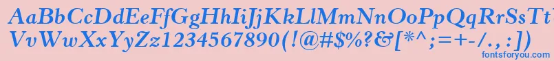 フォントHorleyOsMtBoldItalic – ピンクの背景に青い文字