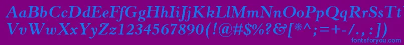 HorleyOsMtBoldItalic-Schriftart – Blaue Schriften auf violettem Hintergrund
