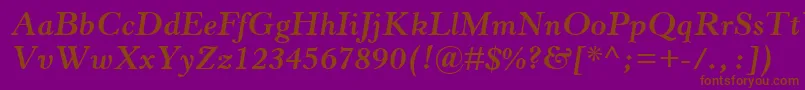 Czcionka HorleyOsMtBoldItalic – brązowe czcionki na fioletowym tle