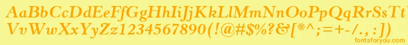 HorleyOsMtBoldItalic-Schriftart – Orangefarbene Schriften auf gelbem Hintergrund
