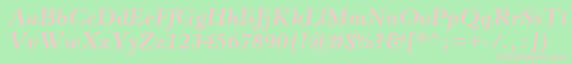 HorleyOsMtBoldItalic-fontti – vaaleanpunaiset fontit vihreällä taustalla