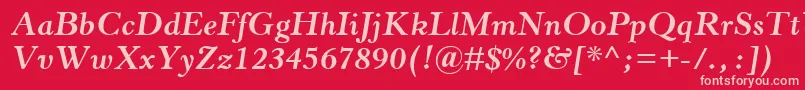 Шрифт HorleyOsMtBoldItalic – розовые шрифты на красном фоне