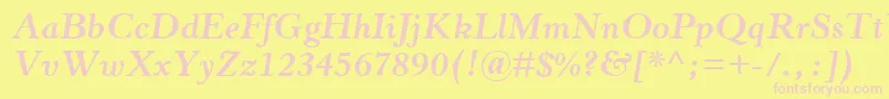 HorleyOsMtBoldItalic Font – Pink Fonts on Yellow Background