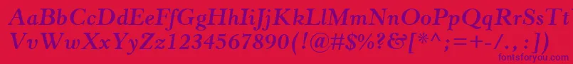 HorleyOsMtBoldItalic Font – Purple Fonts on Red Background