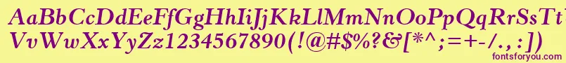 HorleyOsMtBoldItalic Font – Purple Fonts on Yellow Background