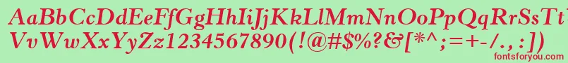 HorleyOsMtBoldItalic-fontti – punaiset fontit vihreällä taustalla