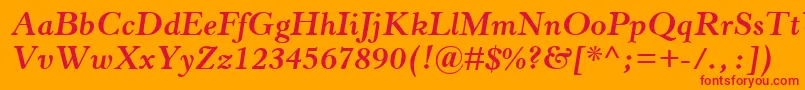 HorleyOsMtBoldItalic Font – Red Fonts on Orange Background