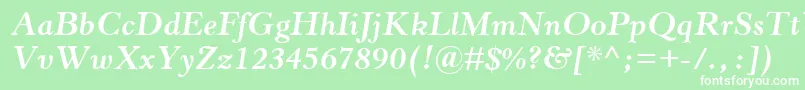 Fonte HorleyOsMtBoldItalic – fontes brancas em um fundo verde