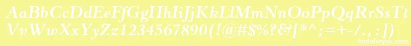フォントHorleyOsMtBoldItalic – 黄色い背景に白い文字
