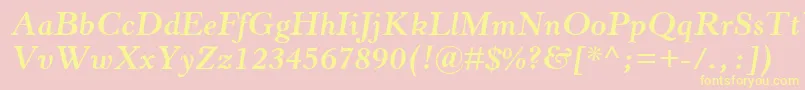 HorleyOsMtBoldItalic-fontti – keltaiset fontit vaaleanpunaisella taustalla