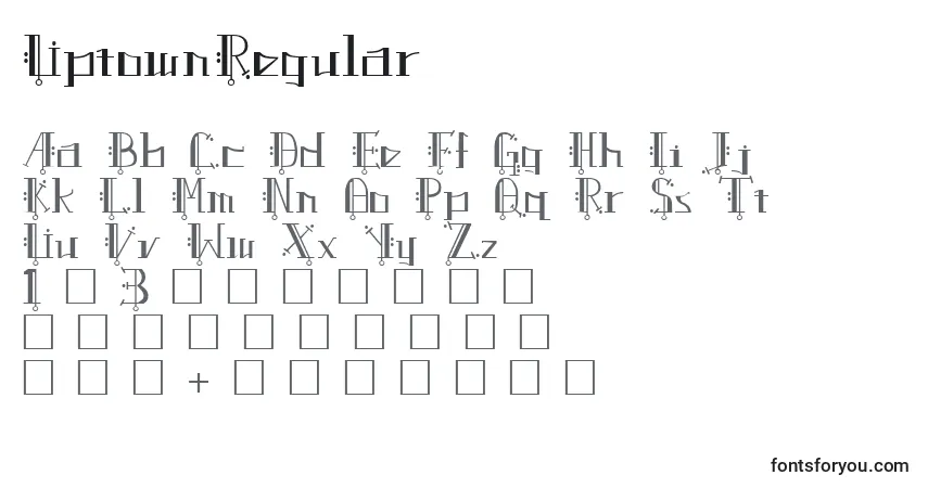 Schriftart UptownRegular – Alphabet, Zahlen, spezielle Symbole