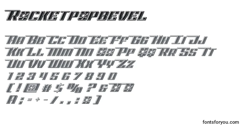 Schriftart Rocketpopbevel – Alphabet, Zahlen, spezielle Symbole