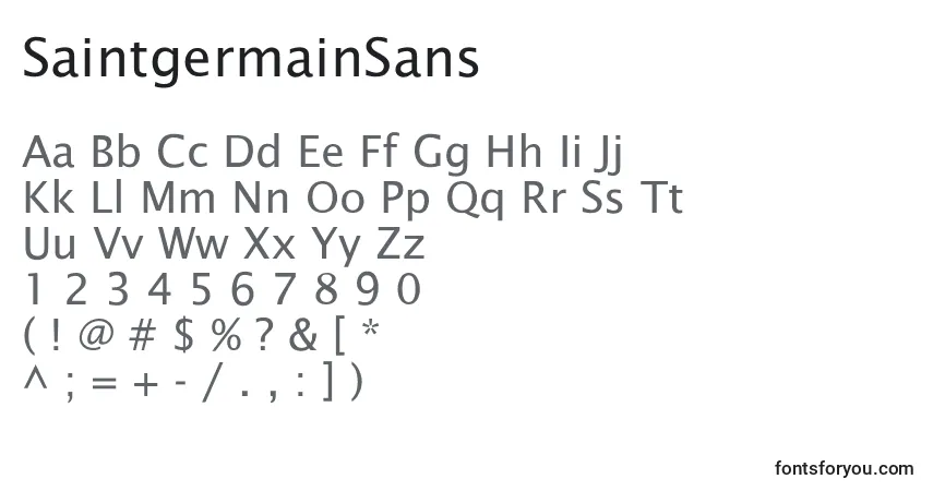 Czcionka SaintgermainSans – alfabet, cyfry, specjalne znaki