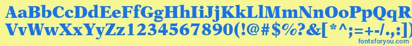 OrchidBlackSsiBlack-Schriftart – Blaue Schriften auf gelbem Hintergrund