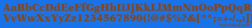 フォントOrchidBlackSsiBlack – 茶色の文字が青い背景にあります。