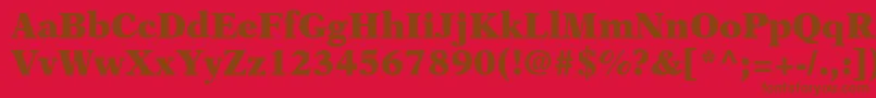 OrchidBlackSsiBlack-Schriftart – Braune Schriften auf rotem Hintergrund