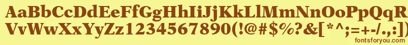 フォントOrchidBlackSsiBlack – 茶色の文字が黄色の背景にあります。