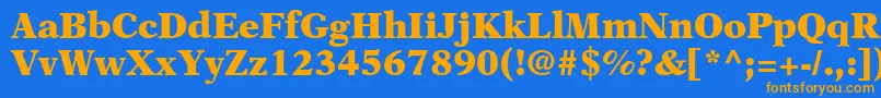 OrchidBlackSsiBlack-Schriftart – Orangefarbene Schriften auf blauem Hintergrund
